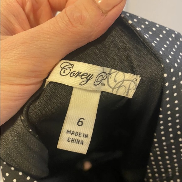 Corey P Black White Polka Dot Dress A Line Retro Mod V Neck 6 $60 - Picture 5 of 6